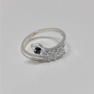 Sterling Silver Black Zirconia Snake Ring, Zirconia Snake Women Ring Sterling